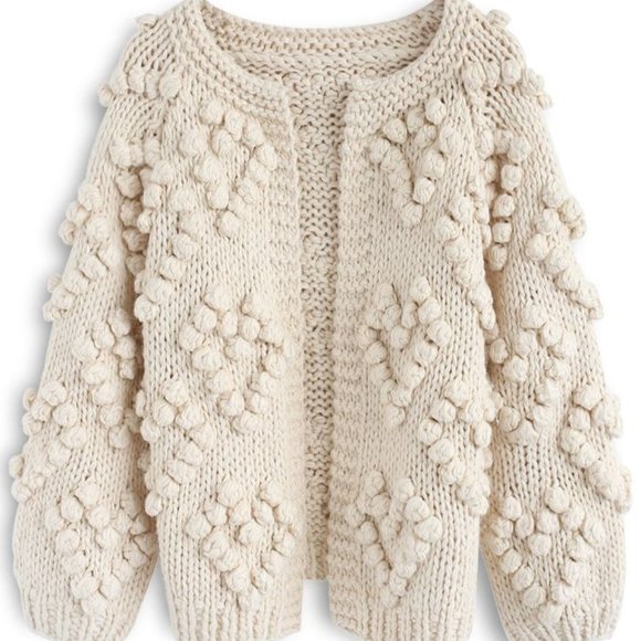Chicwish Sweaters - Chicwish Knit Your Love Ivory Wool Blend Cardigan Sweater with Yarn Balls S M L